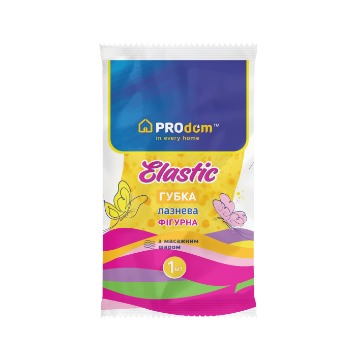 Губка банна пориста ТМ Продом фигурна  з мас.шаром Elastik