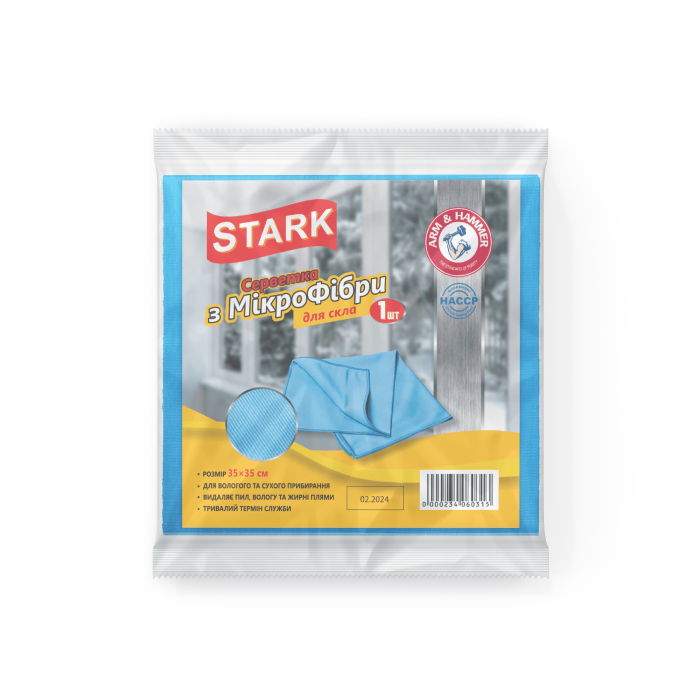 Серветки з мікрофібри для скла та дзеркал1шт  TM STARK35*35