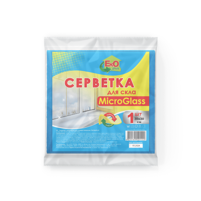 Мікрофібра  для скла 1шт ТМ EKO+ 30*30