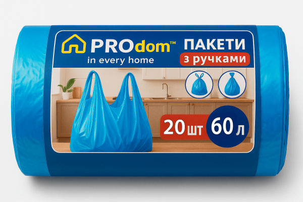 Пакети для сміття 60*20 з ручками  ТМ PROdom